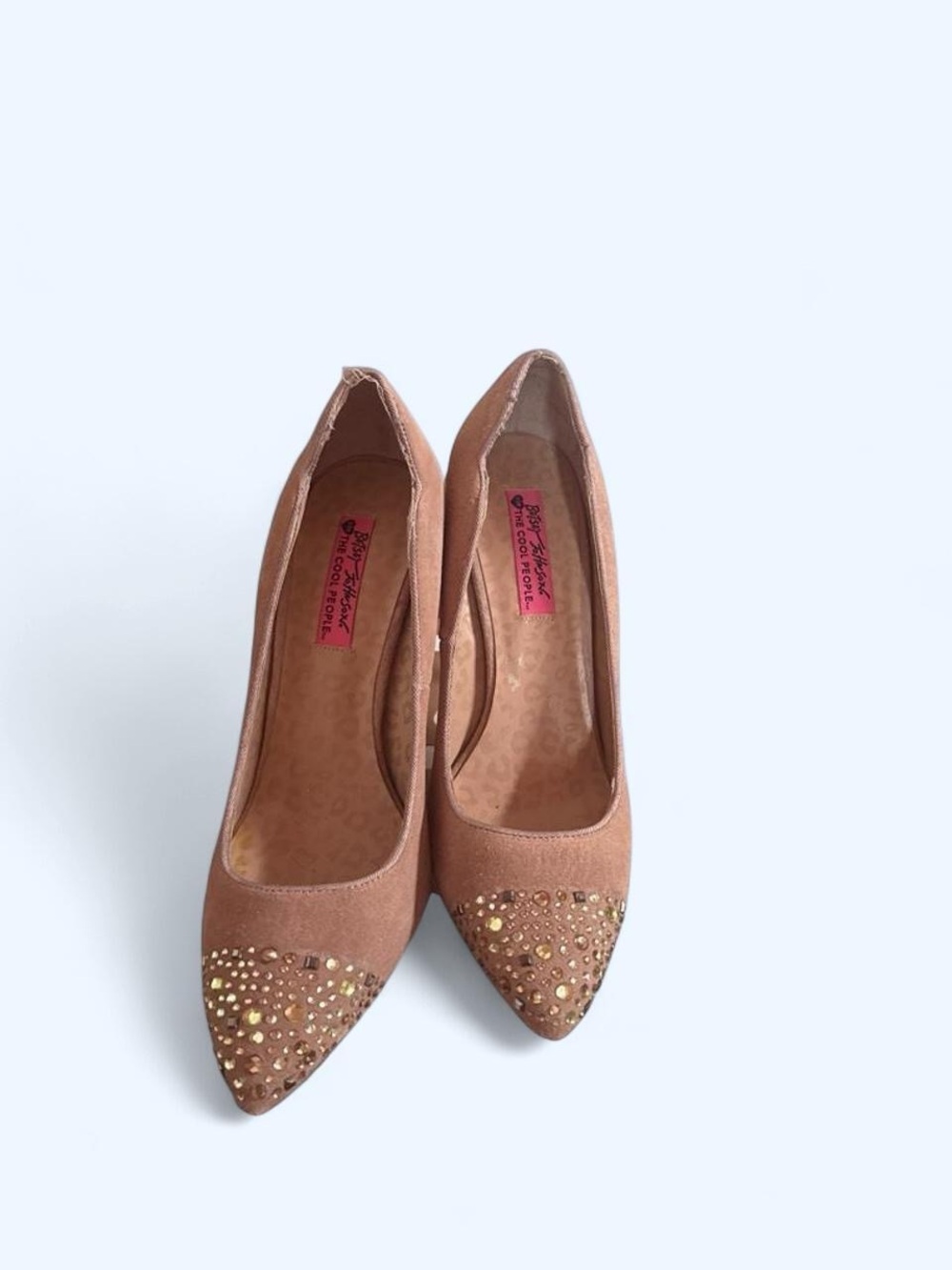 Brown Pointed Toe High Heel Pump with Embellished Toe - Betsey Johnson